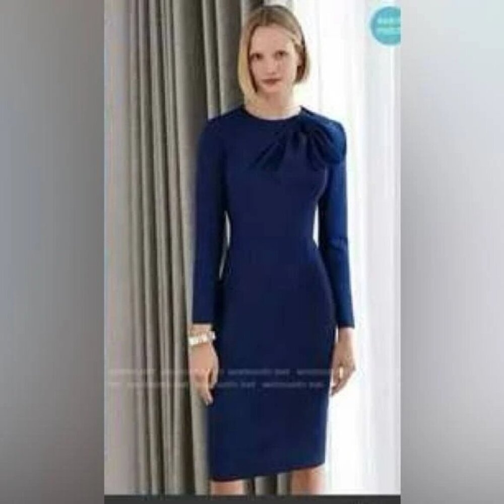 The Fold London Cliveden Dress Indigo Blue Uk 16 Us 12 Euc — image 2 of 8